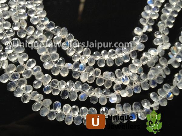 White Rainbow Faceted Pear Beads